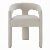 Gamo Set of 2 Side Dining Chair, Rounded Back, Modern White Chenille -BM333072