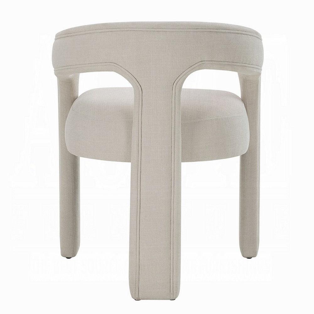 Gamo Set of 2 Side Dining Chair, Rounded Back, Modern White Chenille -BM333072