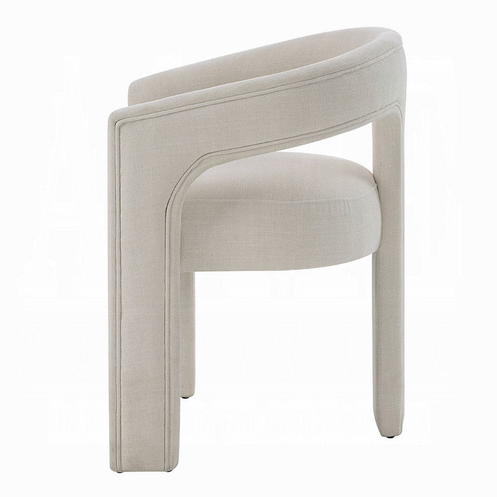 Gamo Set of 2 Side Dining Chair, Rounded Back, Modern White Chenille -BM333072