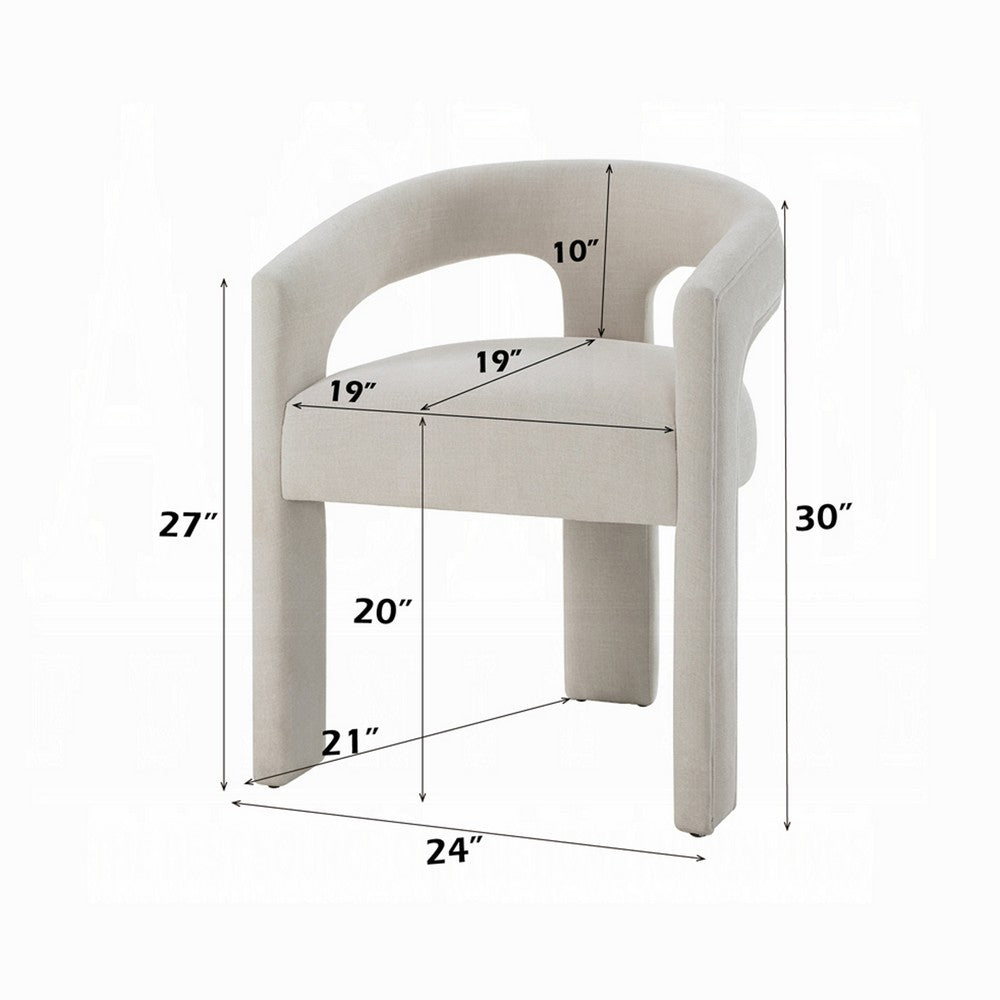 Gamo Set of 2 Side Dining Chair, Rounded Back, Modern White Chenille -BM333072