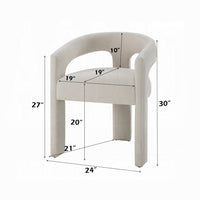 Gamo Set of 2 Side Dining Chair, Rounded Back, Modern White Chenille -BM333072