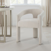 Gamo Set of 2 Side Dining Chair, Rounded Back, Modern White Chenille -BM333072