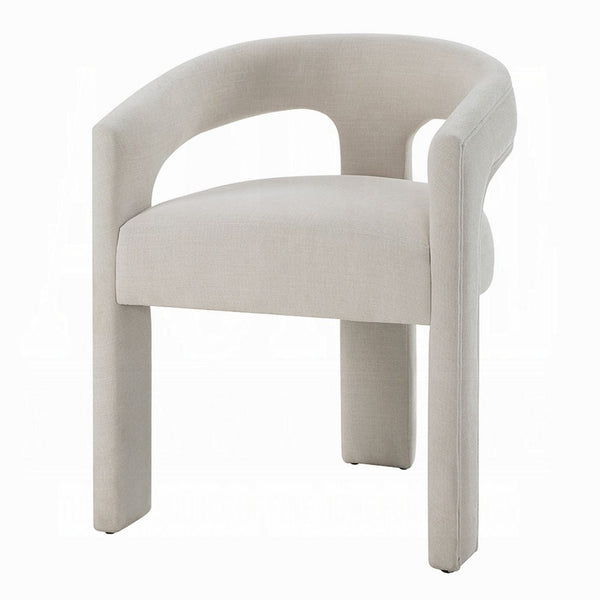 Gamo Set of 2 Side Dining Chair, Rounded Back, Modern White Chenille -BM333072