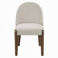 Gamo Set of 2 Side Dining Chair, Brown Rubberwood, Soft White Fabric -BM333073