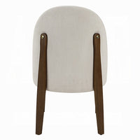 Gamo Set of 2 Side Dining Chair, Brown Rubberwood, Soft White Fabric -BM333073
