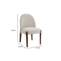 Gamo Set of 2 Side Dining Chair, Brown Rubberwood, Soft White Fabric -BM333073