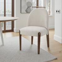 Gamo Set of 2 Side Dining Chair, Brown Rubberwood, Soft White Fabric -BM333073