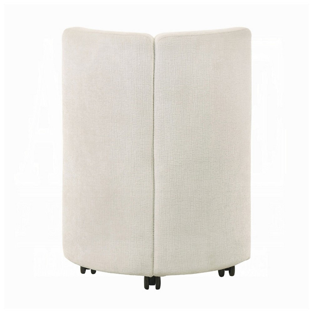 Yodo Dining Side Chair Set of 2, Rolling Caster Wheels, White Chenille -BM333074