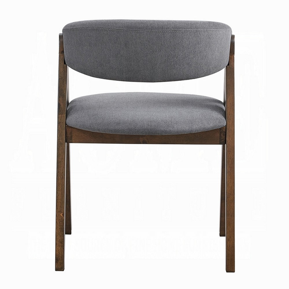 Koko Side Dining Chair Set of 2, Gray Padded Seat and Back, Brown Wood -BM333077