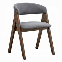 Koko Side Dining Chair Set of 2, Gray Padded Seat and Back, Brown Wood -BM333077