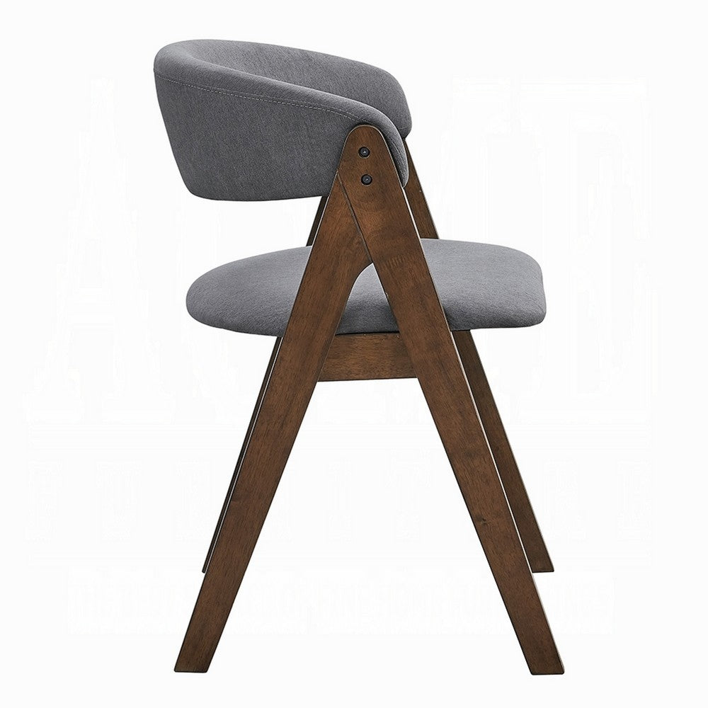 Koko Side Dining Chair Set of 2, Gray Padded Seat and Back, Brown Wood -BM333077