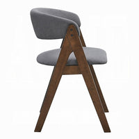 Koko Side Dining Chair Set of 2, Gray Padded Seat and Back, Brown Wood -BM333077