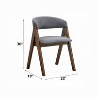Koko Side Dining Chair Set of 2, Gray Padded Seat and Back, Brown Wood -BM333077