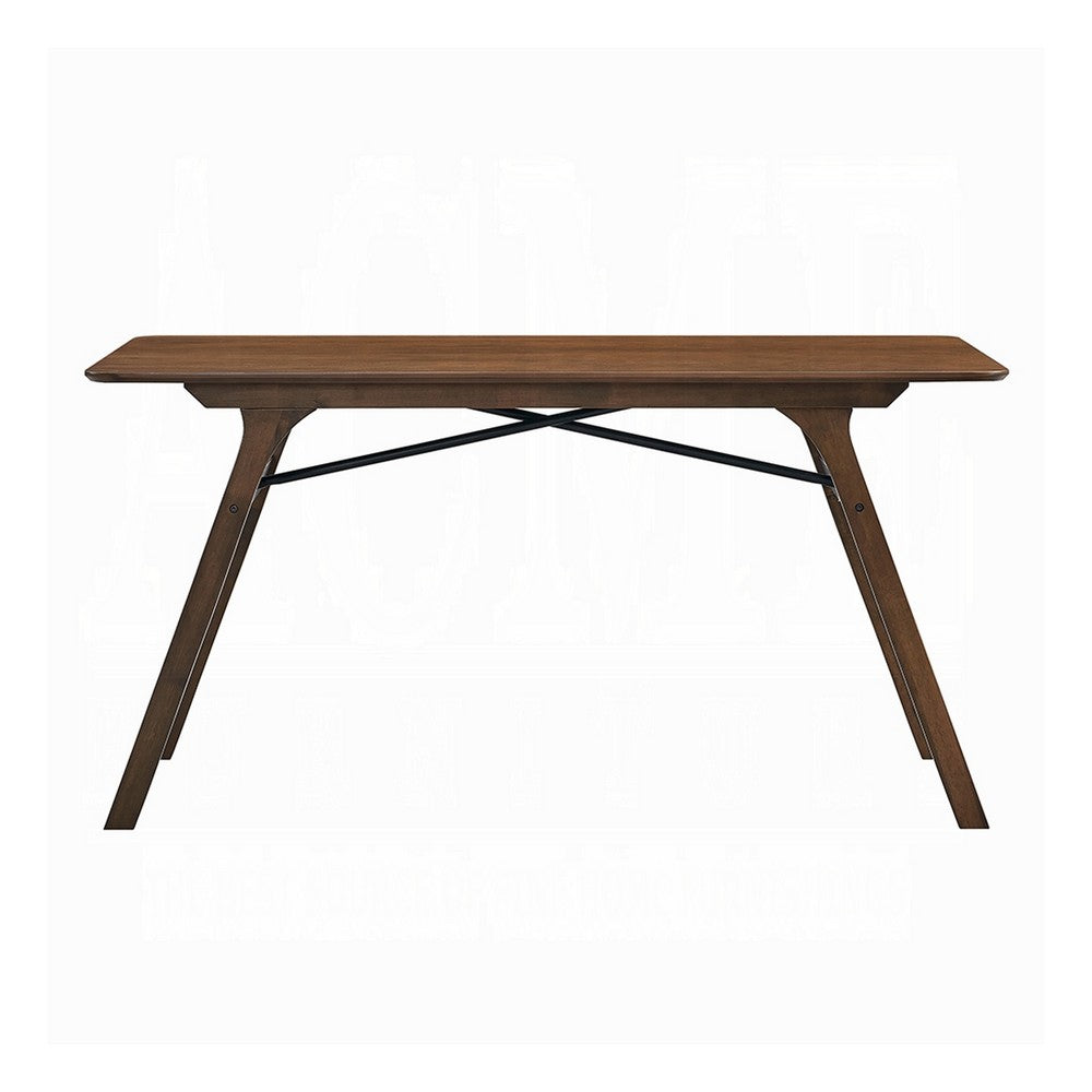 Lumy Dining Table, 59 Inch, Rectangular Top, Walnut Brown Rubberwood -BM333078