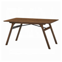 Lumy Dining Table, 59 Inch, Rectangular Top, Walnut Brown Rubberwood -BM333078