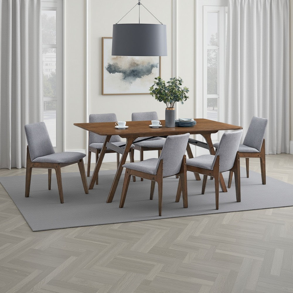 Lumy Dining Table, 59 Inch, Rectangular Top, Walnut Brown Rubberwood -BM333078