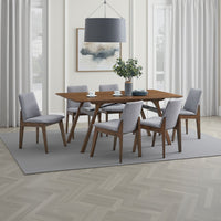 Lumy Dining Table, 59 Inch, Rectangular Top, Walnut Brown Rubberwood -BM333078