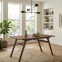 Lumy Dining Table, 59 Inch, Rectangular Top, Walnut Brown Rubberwood -BM333078