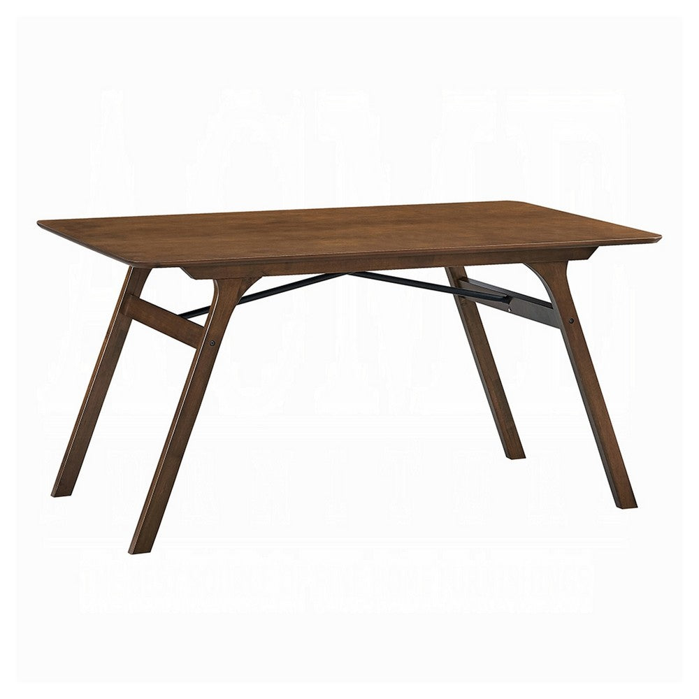 Lumy Dining Table, 59 Inch, Rectangular Top, Walnut Brown Rubberwood -BM333078