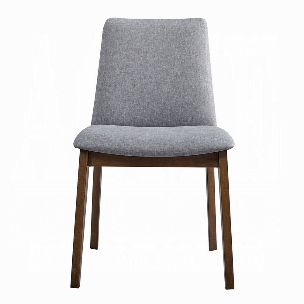 Lumy Side Dining Chair Set of 2, Gray Padded Seat and Back, Brown Wood -BM333079