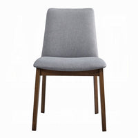 Lumy Side Dining Chair Set of 2, Gray Padded Seat and Back, Brown Wood -BM333079
