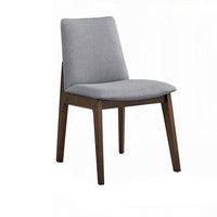Lumy Side Dining Chair Set of 2, Gray Padded Seat and Back, Brown Wood -BM333079