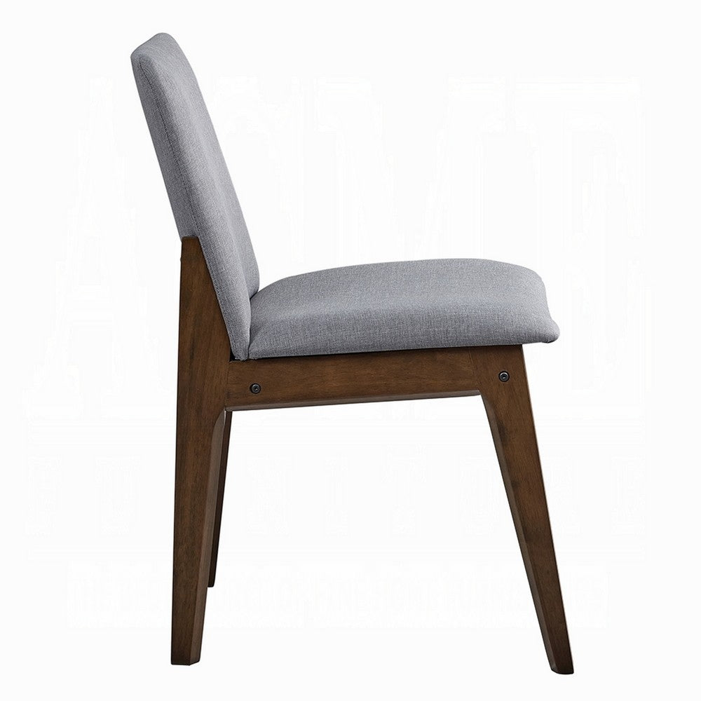 Lumy Side Dining Chair Set of 2, Gray Padded Seat and Back, Brown Wood -BM333079