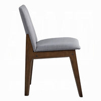 Lumy Side Dining Chair Set of 2, Gray Padded Seat and Back, Brown Wood -BM333079