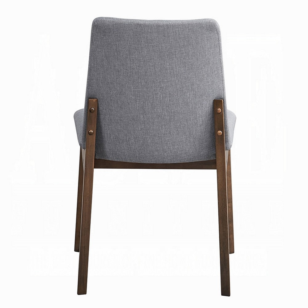 Lumy Side Dining Chair Set of 2, Gray Padded Seat and Back, Brown Wood -BM333079