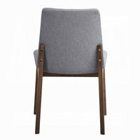 Lumy Side Dining Chair Set of 2, Gray Padded Seat and Back, Brown Wood -BM333079