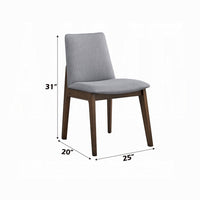 Lumy Side Dining Chair Set of 2, Gray Padded Seat and Back, Brown Wood -BM333079
