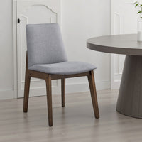 Lumy Side Dining Chair Set of 2, Gray Padded Seat and Back, Brown Wood -BM333079