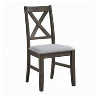 Side Dining Chair Set of 2, X Farmhouse Back, Padded Gray and Beige -BM333080