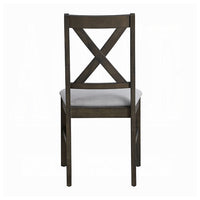 Side Dining Chair Set of 2, X Farmhouse Back, Padded Gray and Beige -BM333080