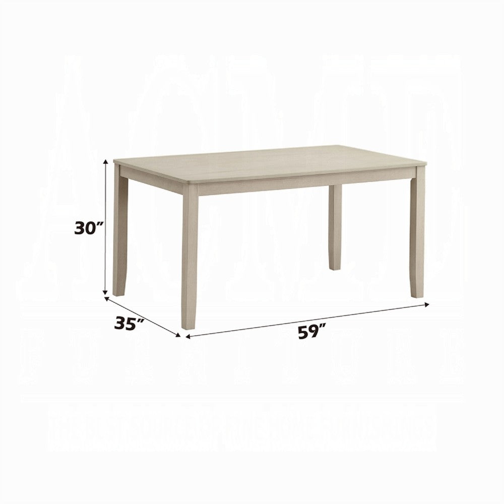 Feri Dining Table, 59 Inch, Rectangular Top, Antique Bone White Finish -BM333081