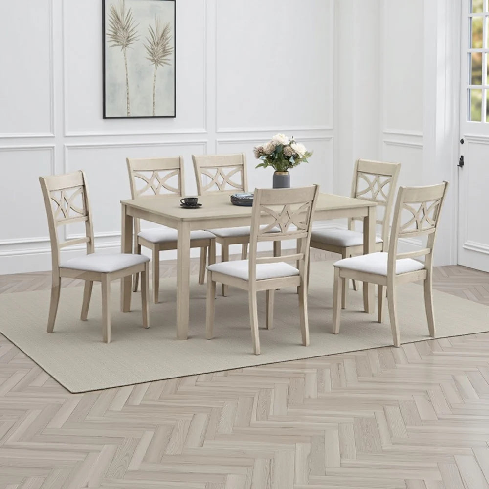 Feri Dining Table, 59 Inch, Rectangular Top, Antique Bone White Finish -BM333081