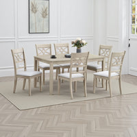 Feri Dining Table, 59 Inch, Rectangular Top, Antique Bone White Finish -BM333081