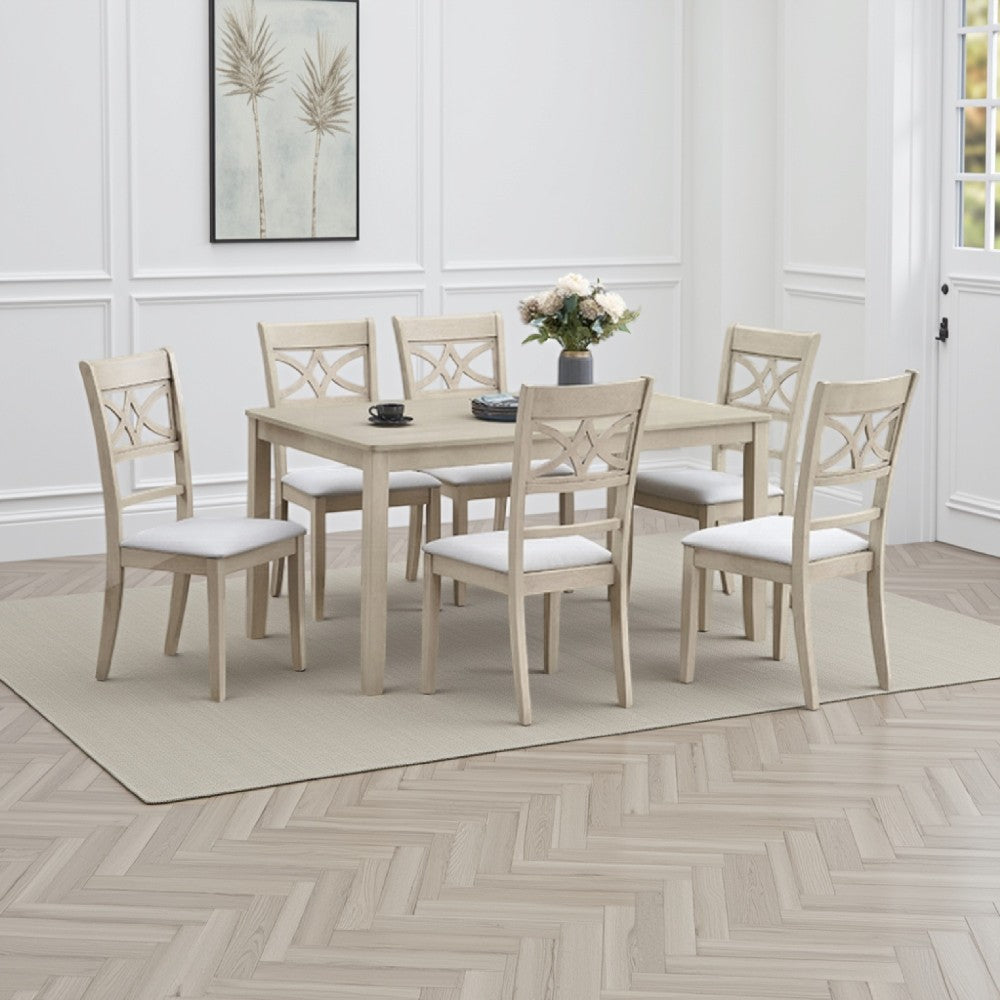 Feri Dining Table, 59 Inch, Rectangular Top, Antique Bone White Finish -BM333081