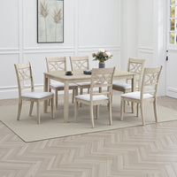 Feri Dining Table, 59 Inch, Rectangular Top, Antique Bone White Finish -BM333081