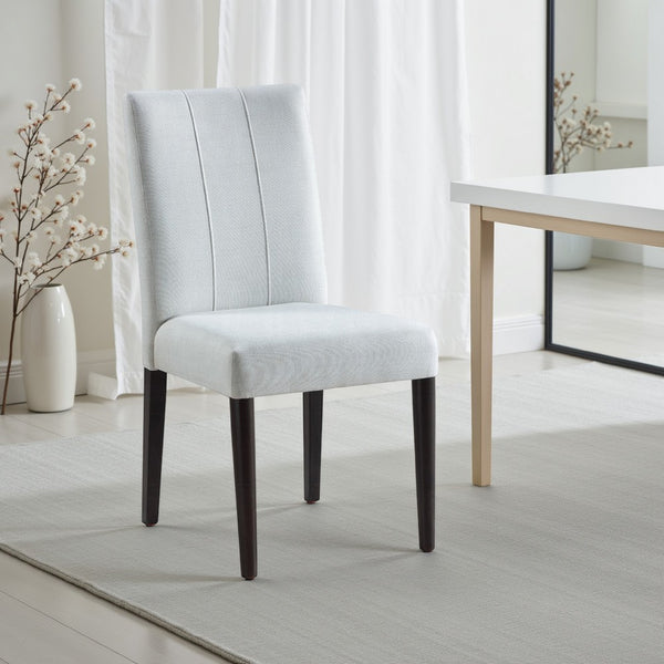Aren Side Dining Chair Set of 2, Plush Foam Gray Fabric, Black Wood -BM333083