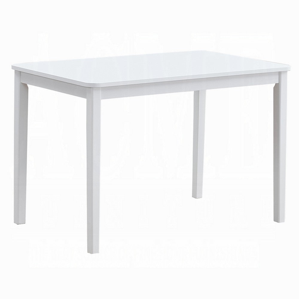 Ideli 5 Piece Dining Table Set with 4 Chairs, Brown Linen, White Wood -BM333084