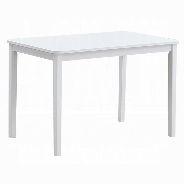 Ideli 5 Piece Dining Table Set with 4 Chairs, Brown Linen, White Wood -BM333084
