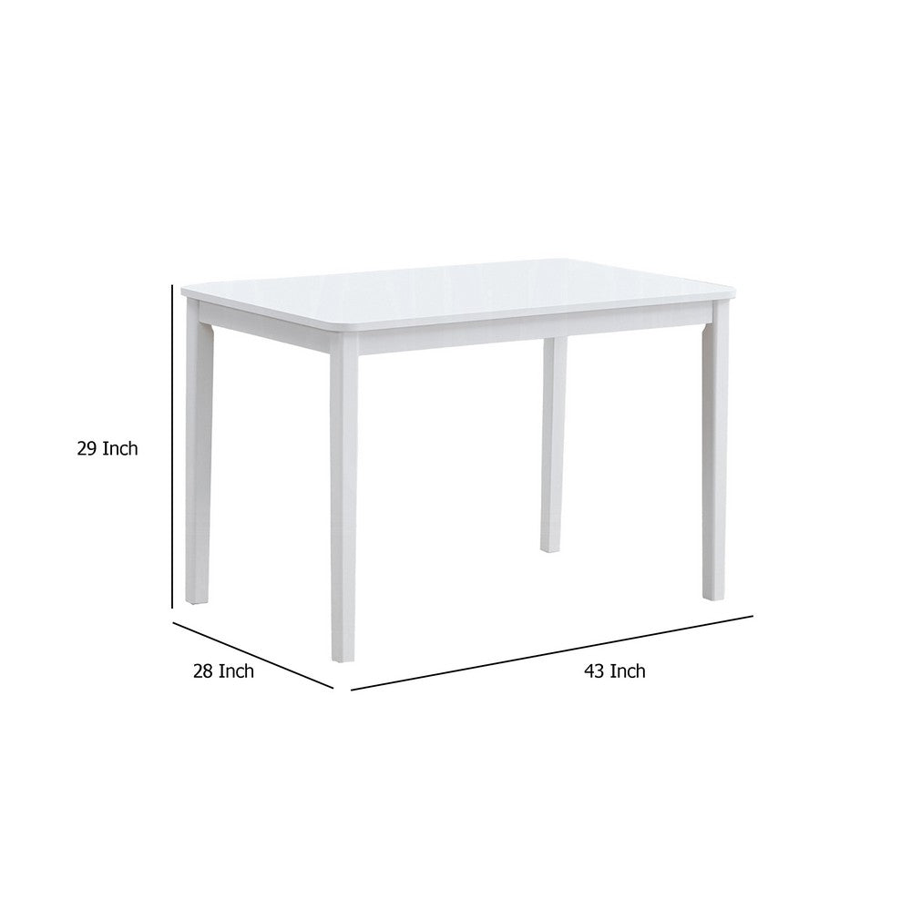 Ideli 5 Piece Dining Table Set with 4 Chairs, Brown Linen, White Wood -BM333084
