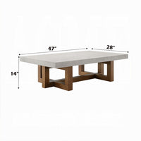 Joshua Coffee Table, Gray Faux Concrete Top, Walnut Brown Wood 47 Inch -BM333085