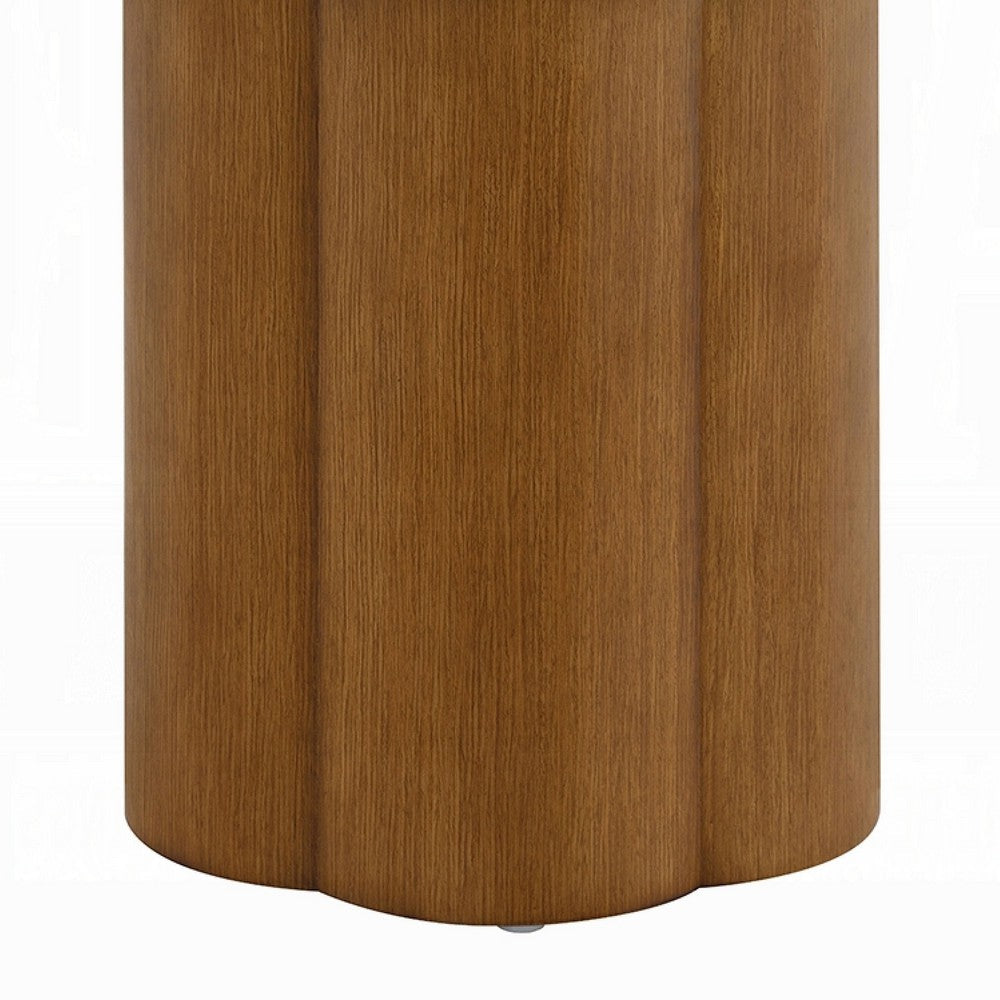 Nicky End Table, Gray Faux Concrete Top, Walnut Brown Wood, 20 Inch -BM333087
