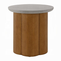 Nicky End Table, Gray Faux Concrete Top, Walnut Brown Wood, 20 Inch -BM333087