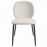 Laus Side Dining Chair Set of 2, White Boucle, Sleek Black Metal -BM333090