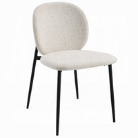 Laus Side Dining Chair Set of 2, White Boucle, Sleek Black Metal -BM333090
