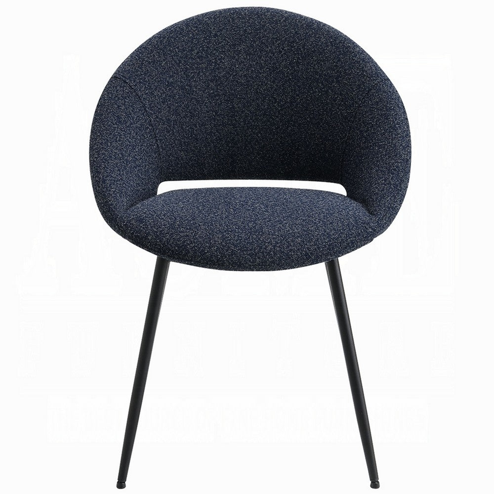 Laus Side Dining Chair Set of 2, Black Boucle, Sleek Black Metal Frame -BM333091