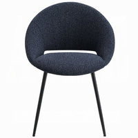 Laus Side Dining Chair Set of 2, Black Boucle, Sleek Black Metal Frame -BM333091